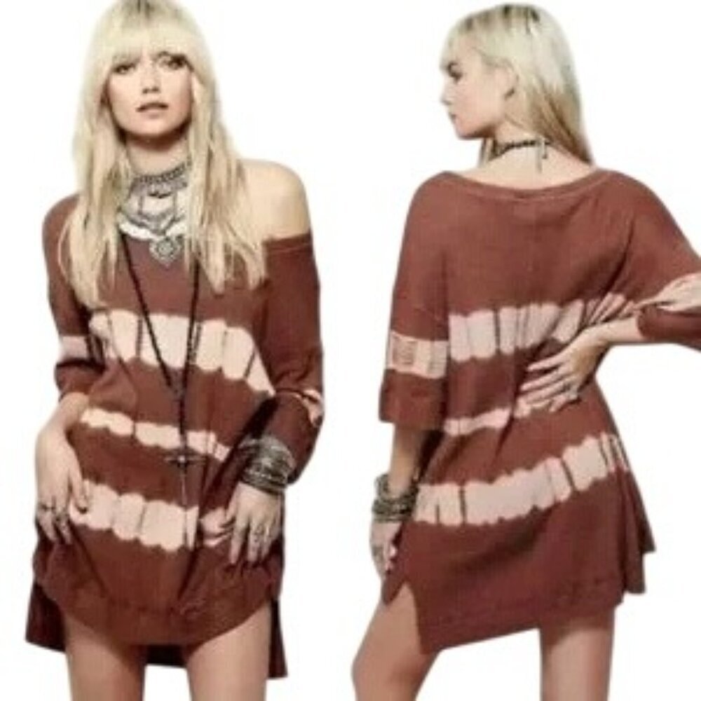 Free People Canyon Brown Tie Dye Oversized Tunic